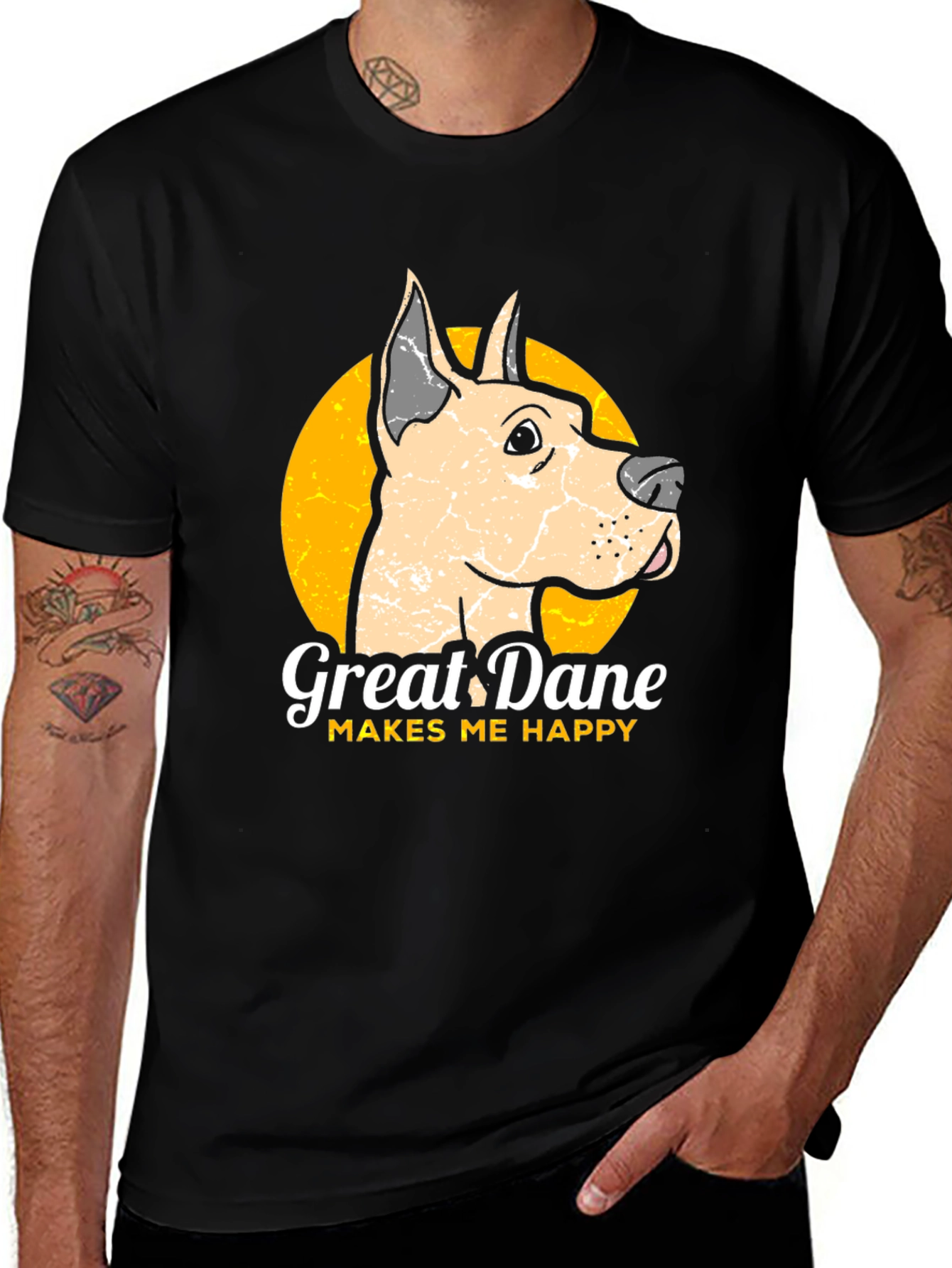 Great Dane Makes Me Happy Graphic Tee