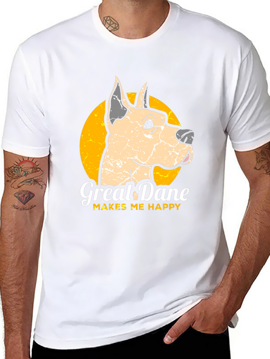 Great Dane Makes Me Happy Graphic Tee