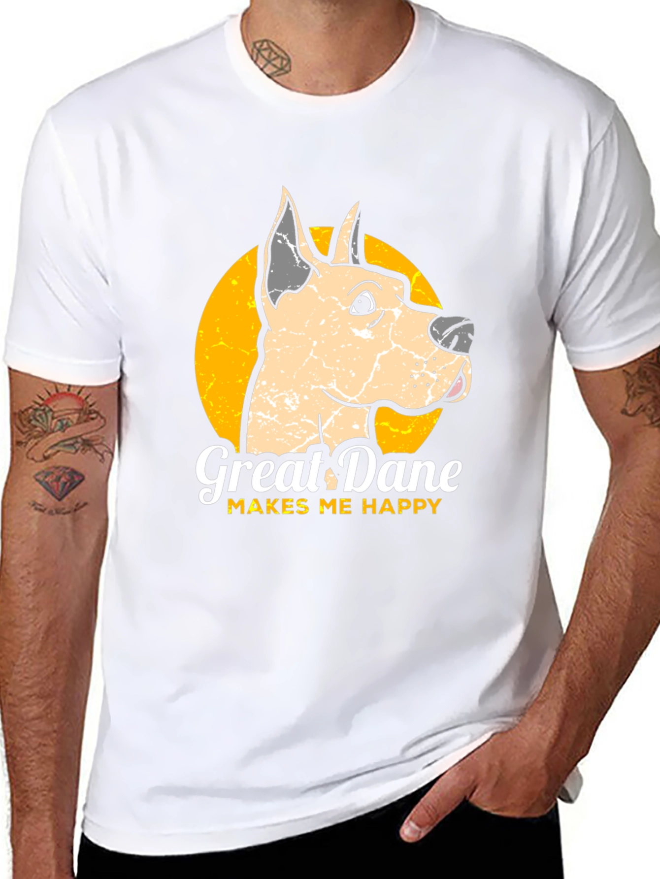 Great Dane Makes Me Happy Graphic Tee