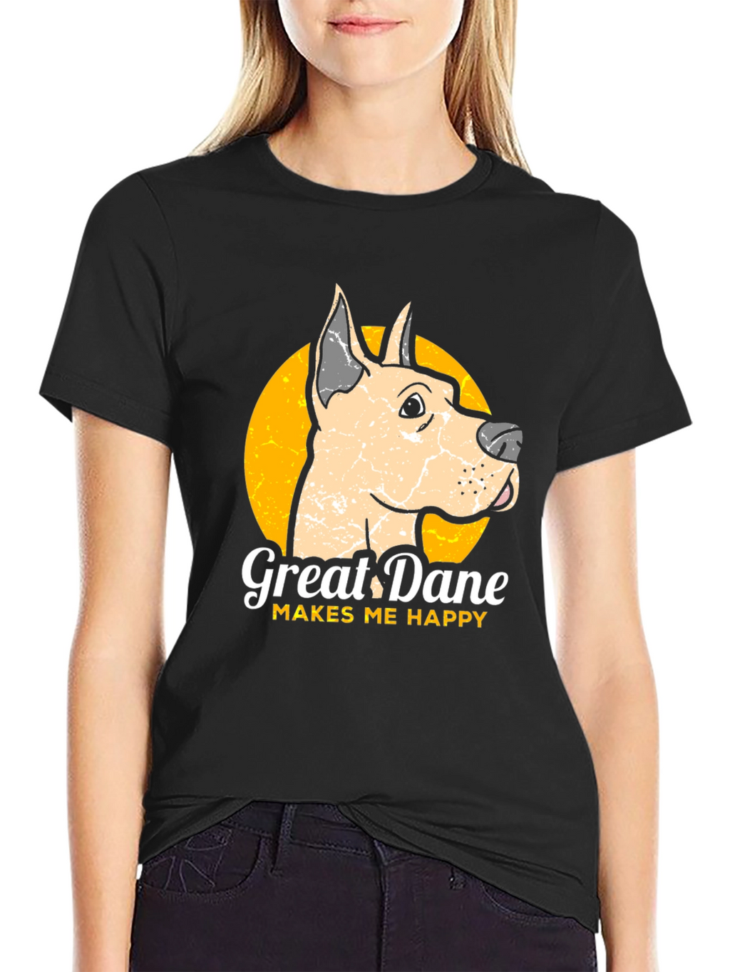 Great Dane Makes Me Happy Graphic Tee