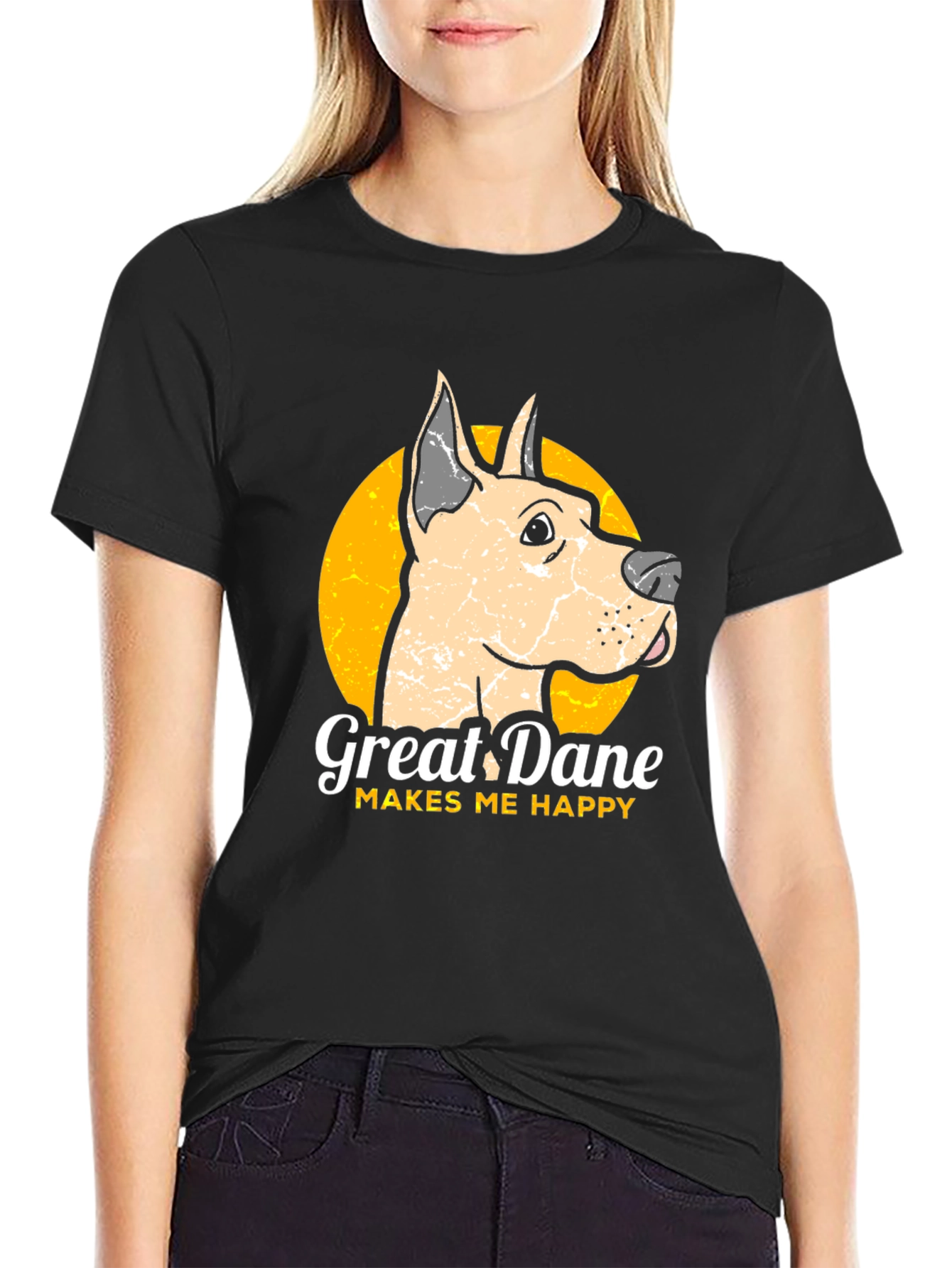 Great Dane Makes Me Happy Graphic Tee