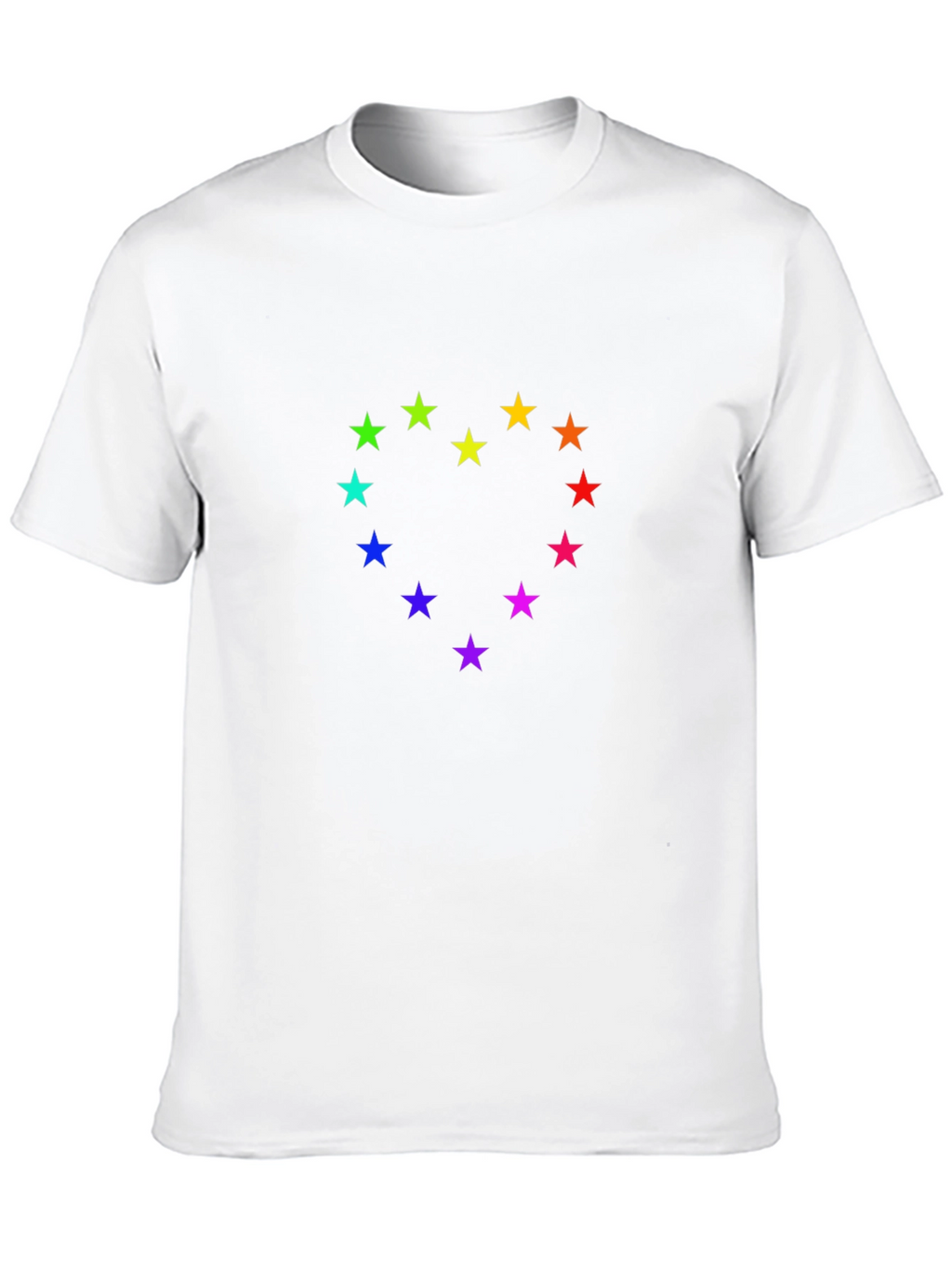 Rainbow Stars Heart T-Shirt - Black