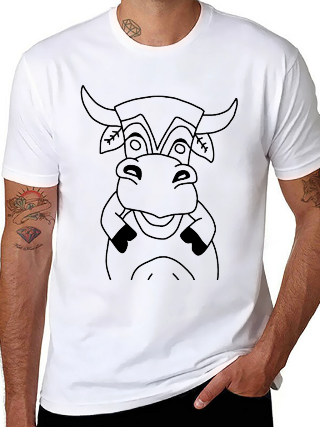 Funny Cow Graphic Tee - Black Cotton T-Shirt