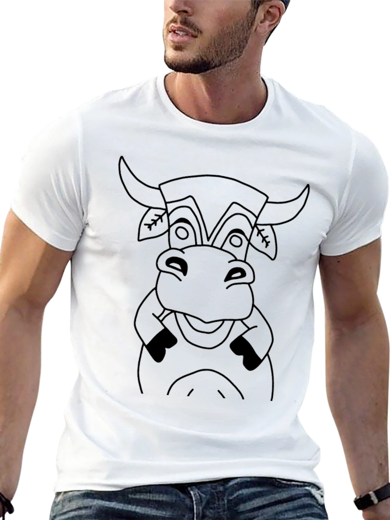 Funny Cow Graphic Tee - Black Cotton T-Shirt