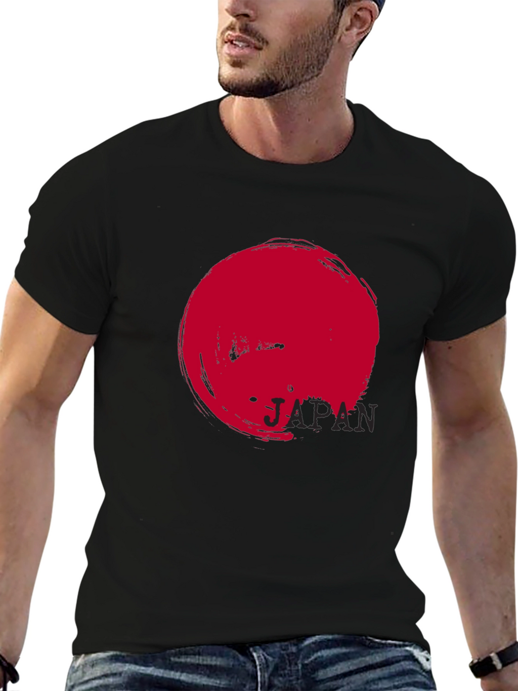 Japan Flag Graphic Black T-Shirt