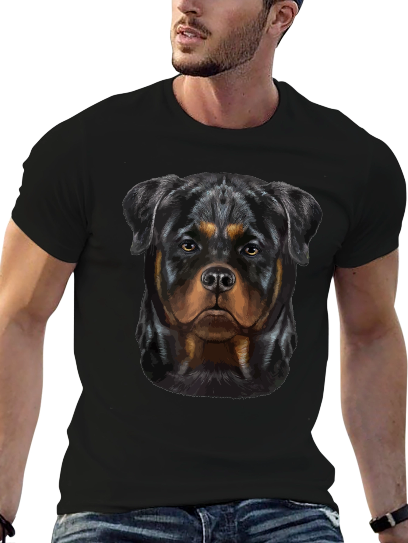 Rottweiler Dog Graphic Tee - Black T-Shirt