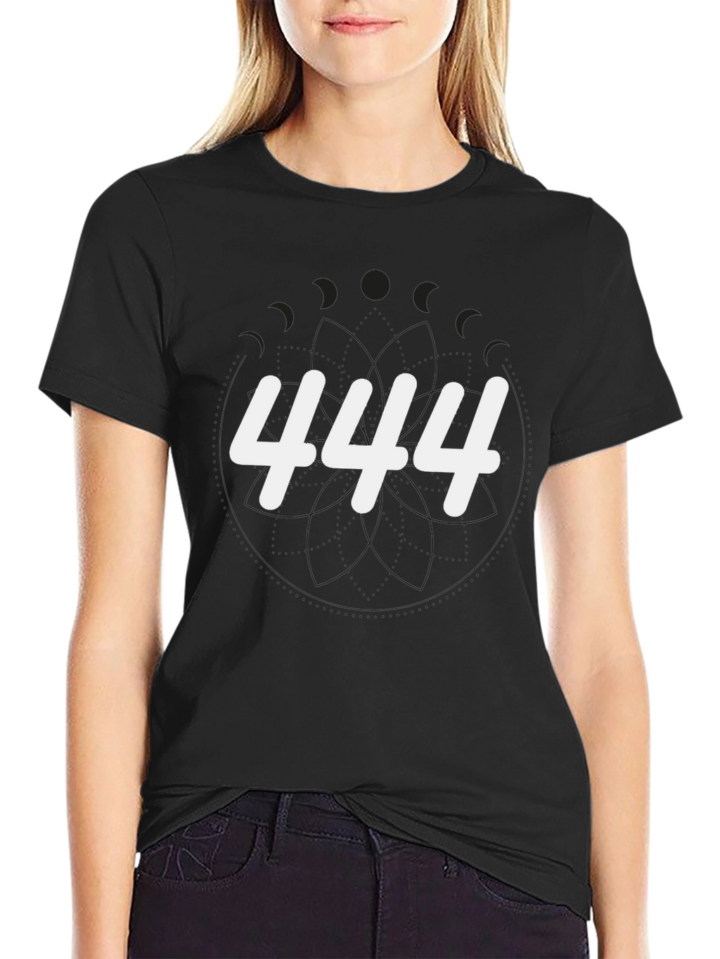 444 Graphic Print Black T-Shirt