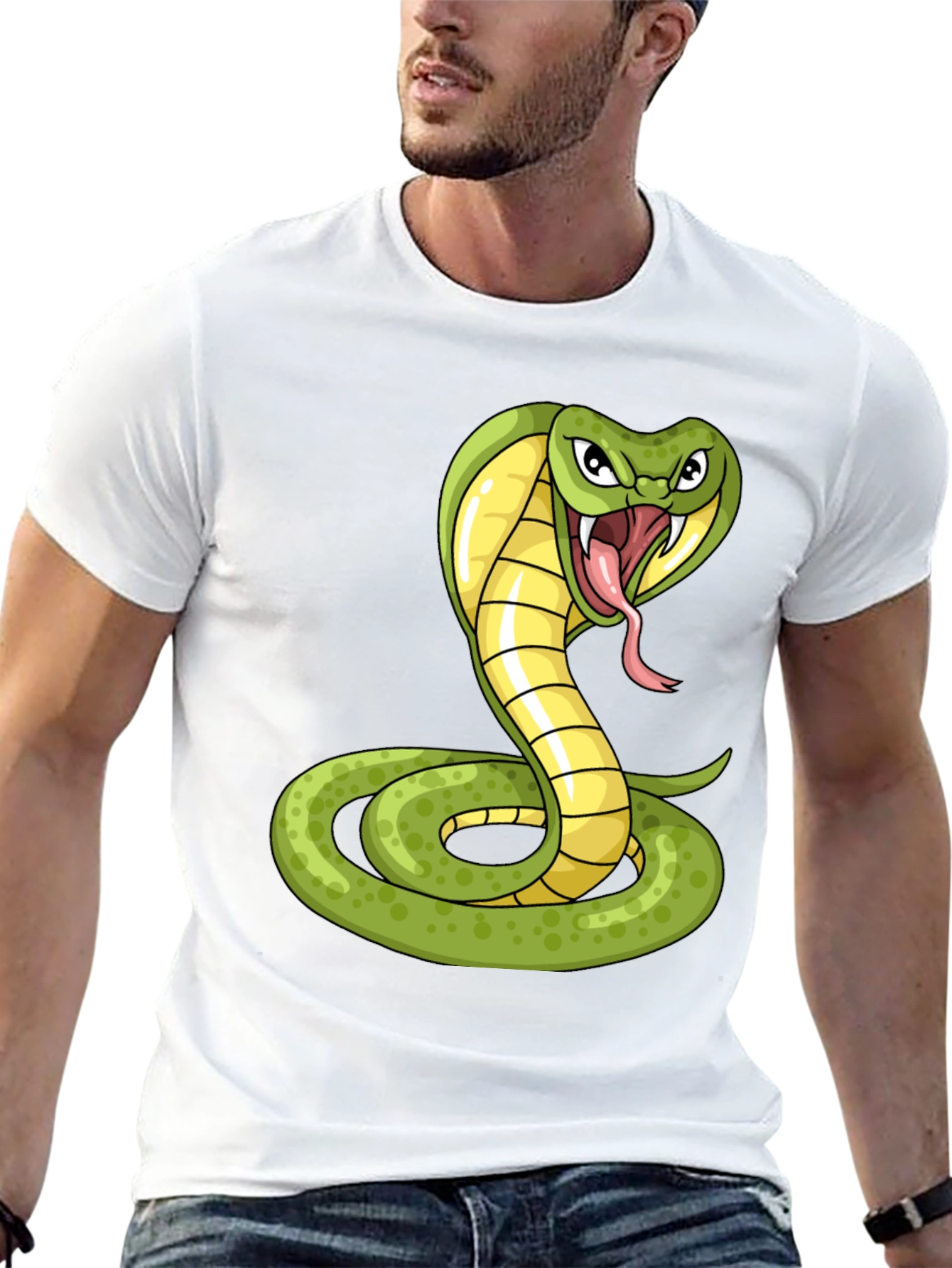 Cobra Snake Graphic Print T-Shirt - Black
