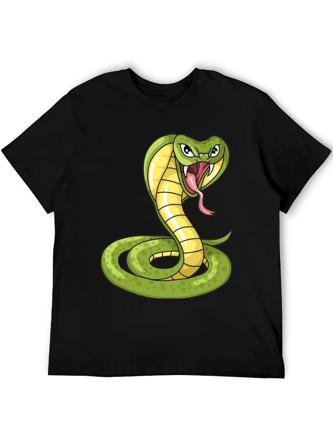Cobra Snake Graphic Print T-Shirt - Black