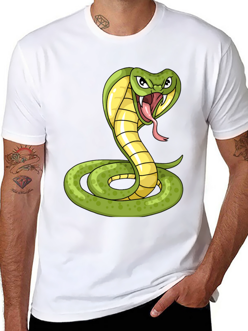 Cobra Snake Graphic Print T-Shirt - Black
