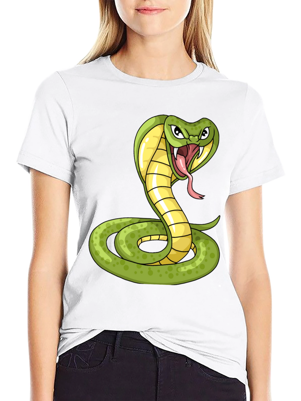 Cobra Snake Graphic Print T-Shirt - Black