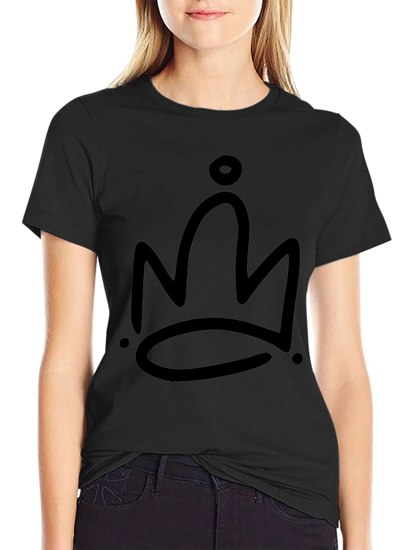 Black Crown Graphic Tee - Mens Casual T-Shirt