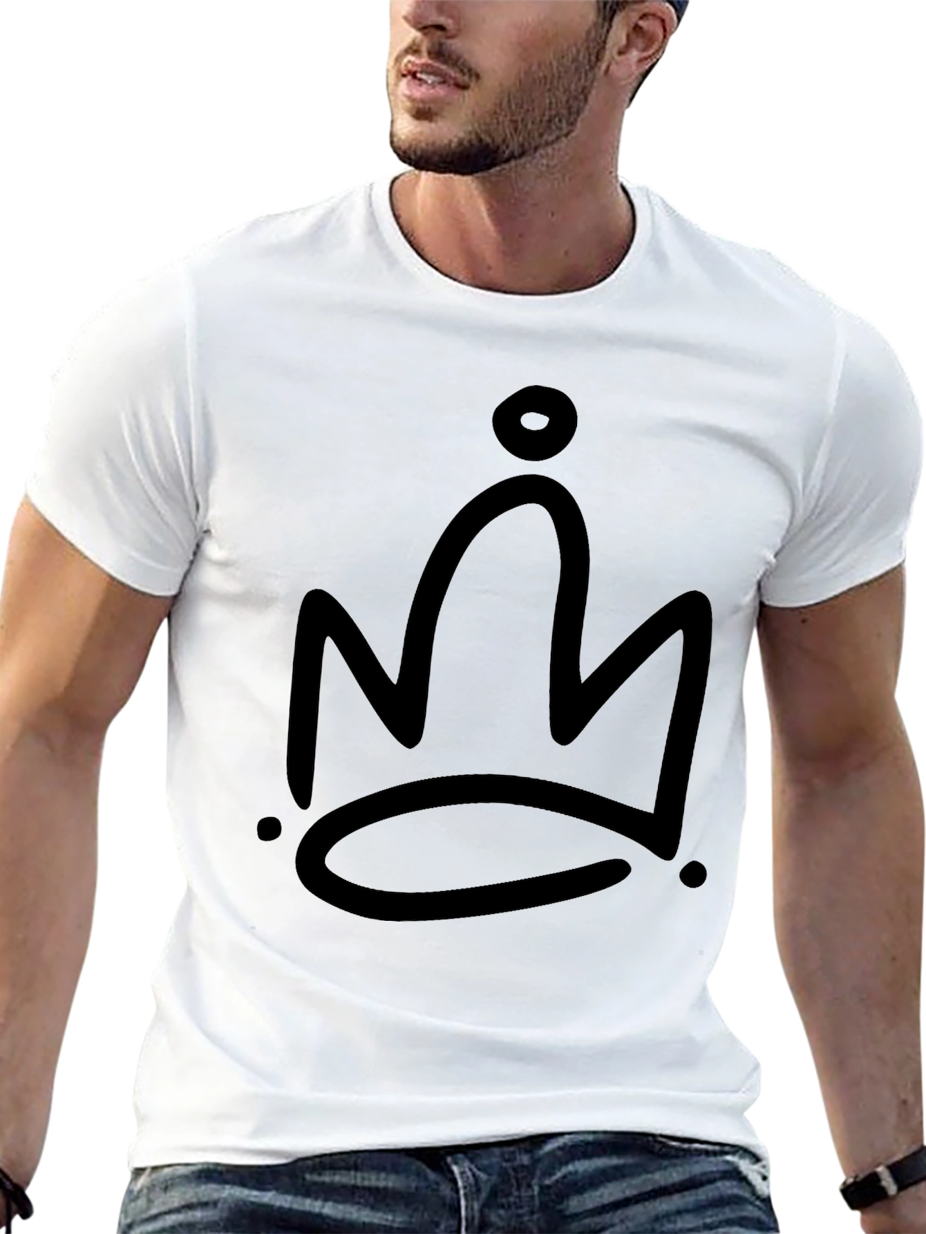 Black Crown Graphic Tee - Mens Casual T-Shirt