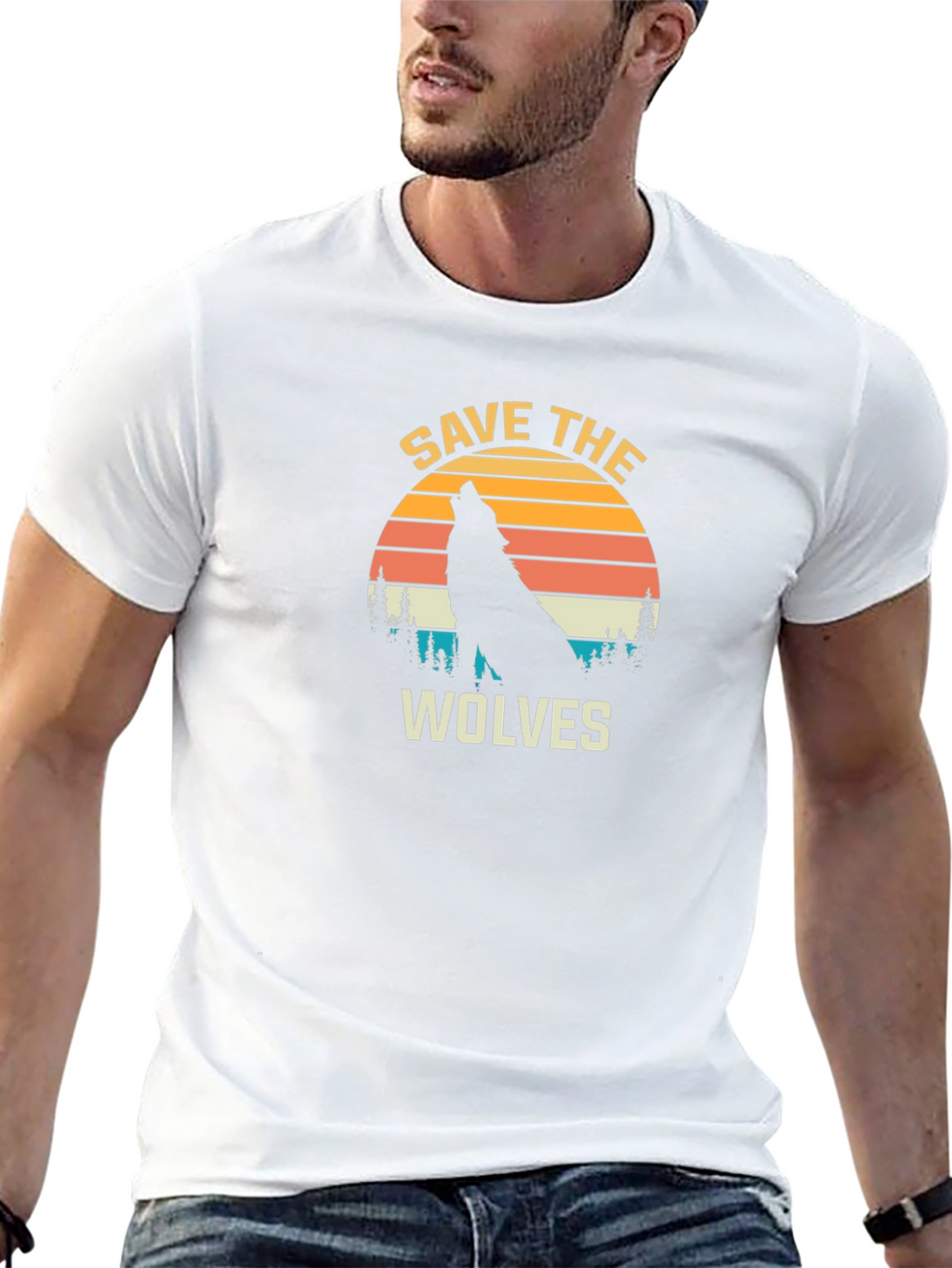 Save The Wolves Graphic Tee - Black