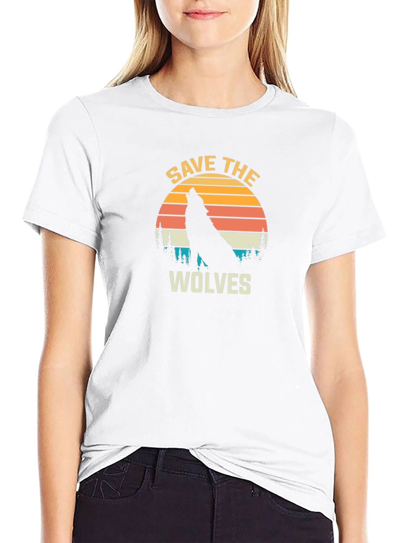 Save The Wolves Graphic Tee - Black