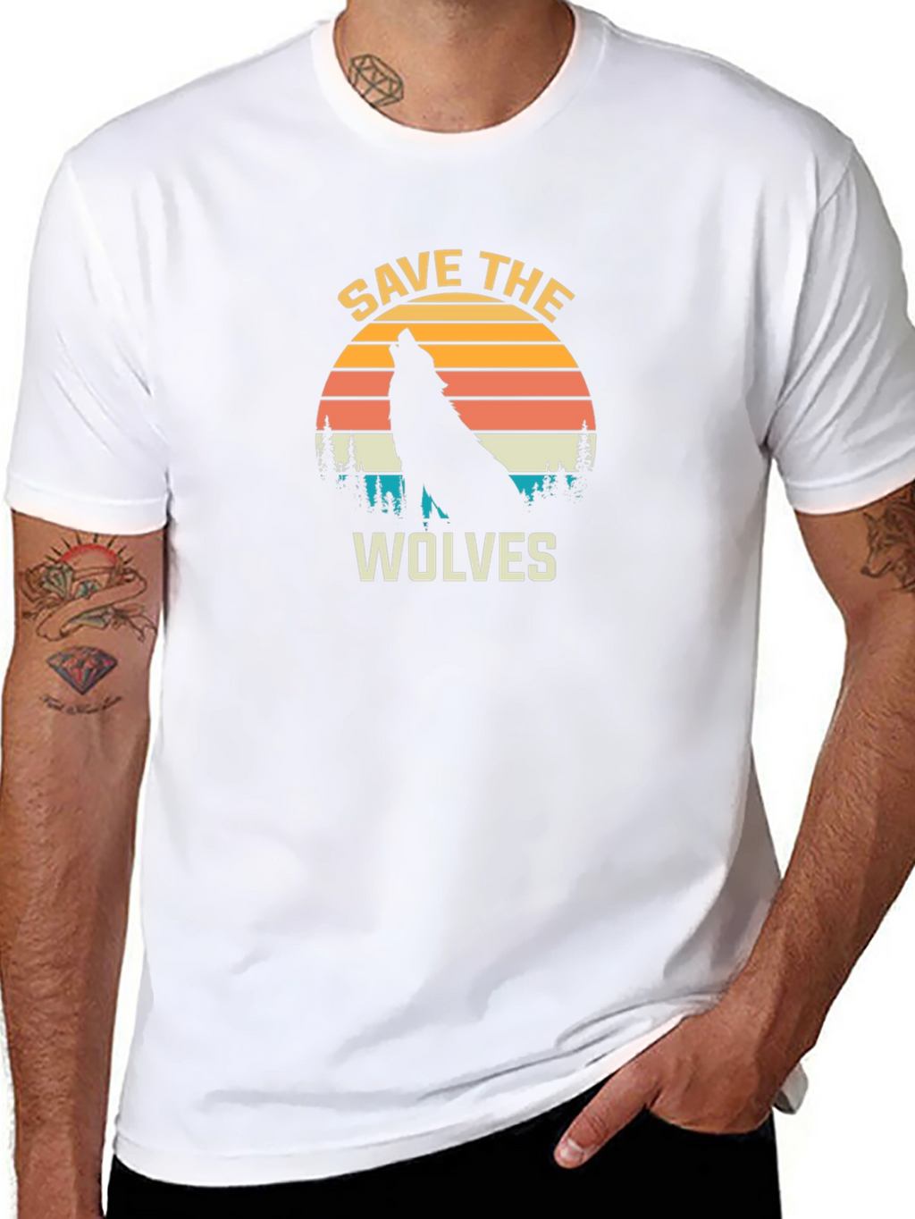 Save The Wolves Graphic Tee - Black