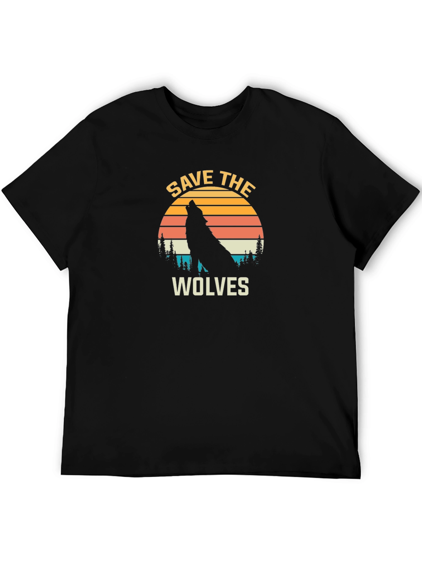 Save The Wolves Graphic Tee - Black