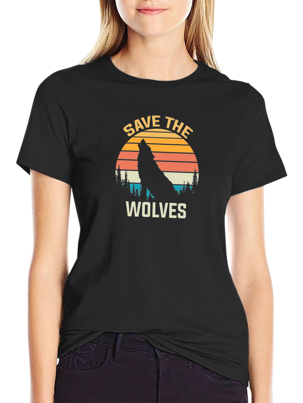 Save The Wolves Graphic Tee - Black