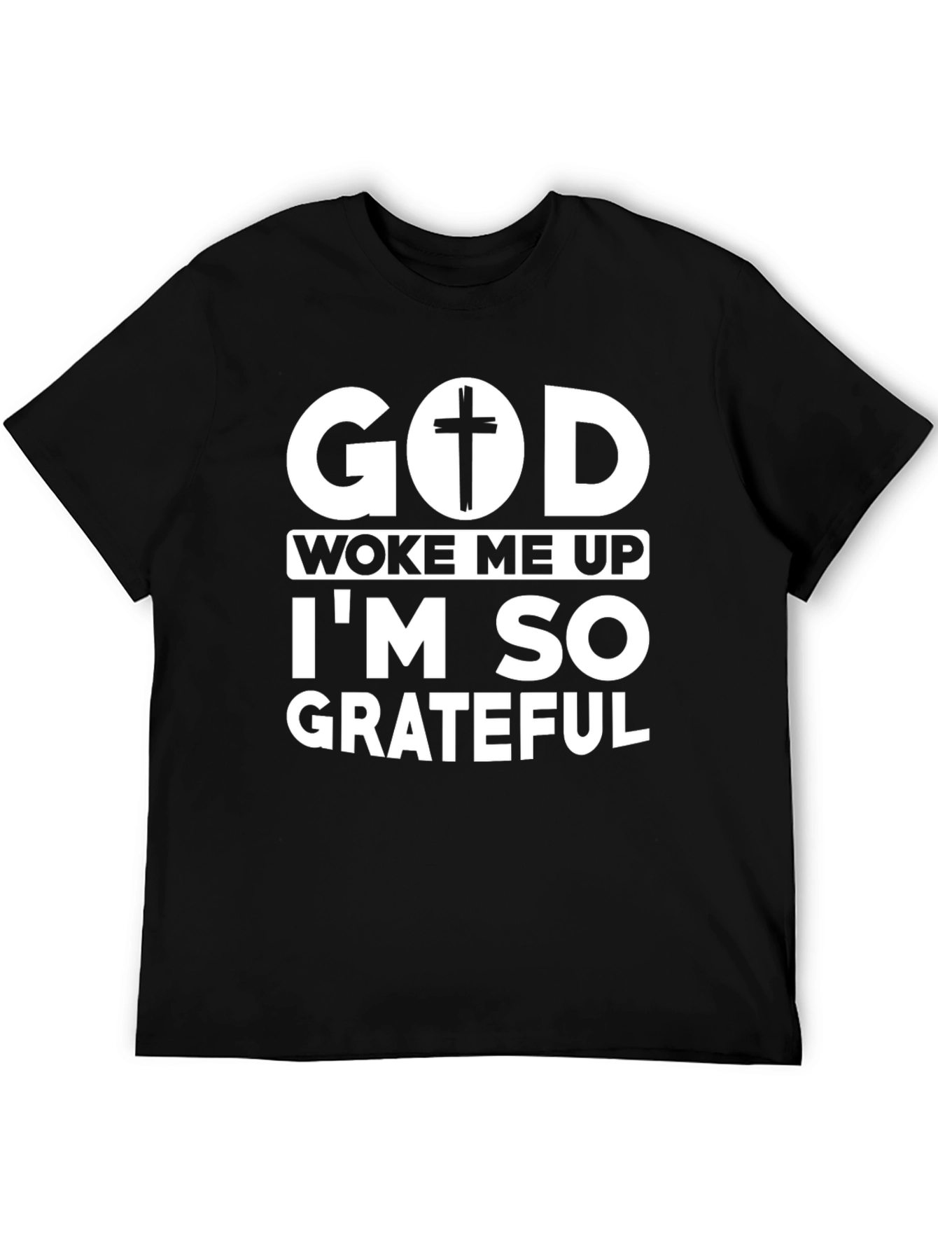 God Woke Me Up Black Graphic Tee