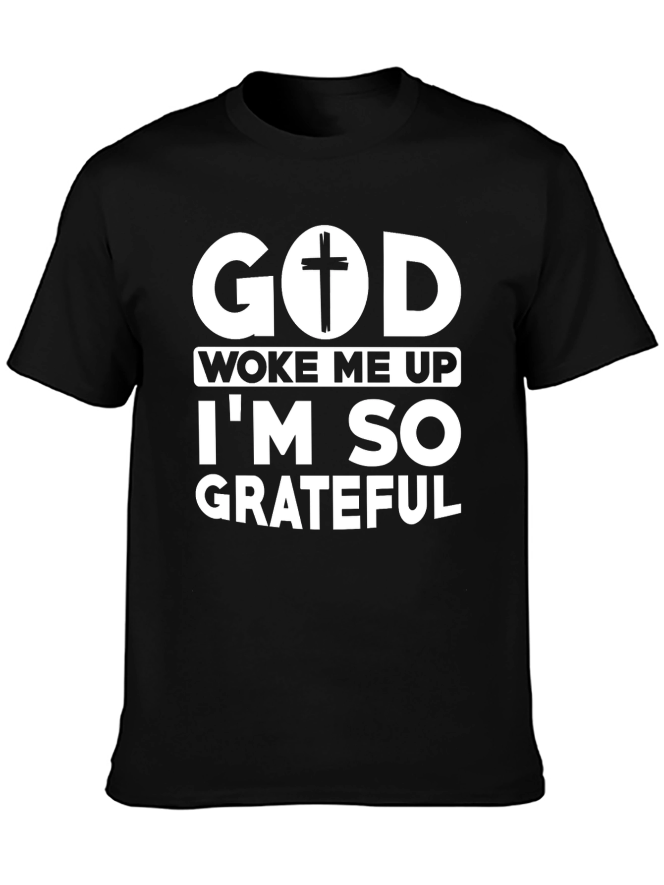 God Woke Me Up Black Graphic Tee