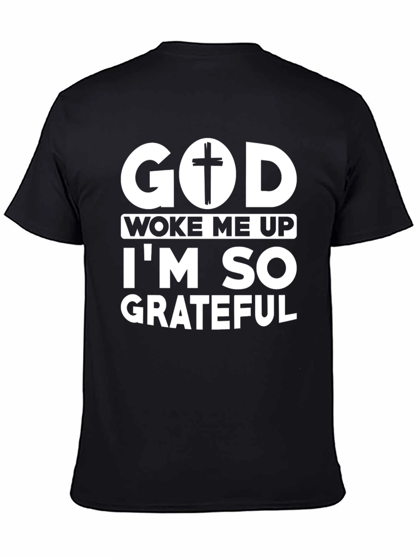 God Woke Me Up Black Graphic Tee