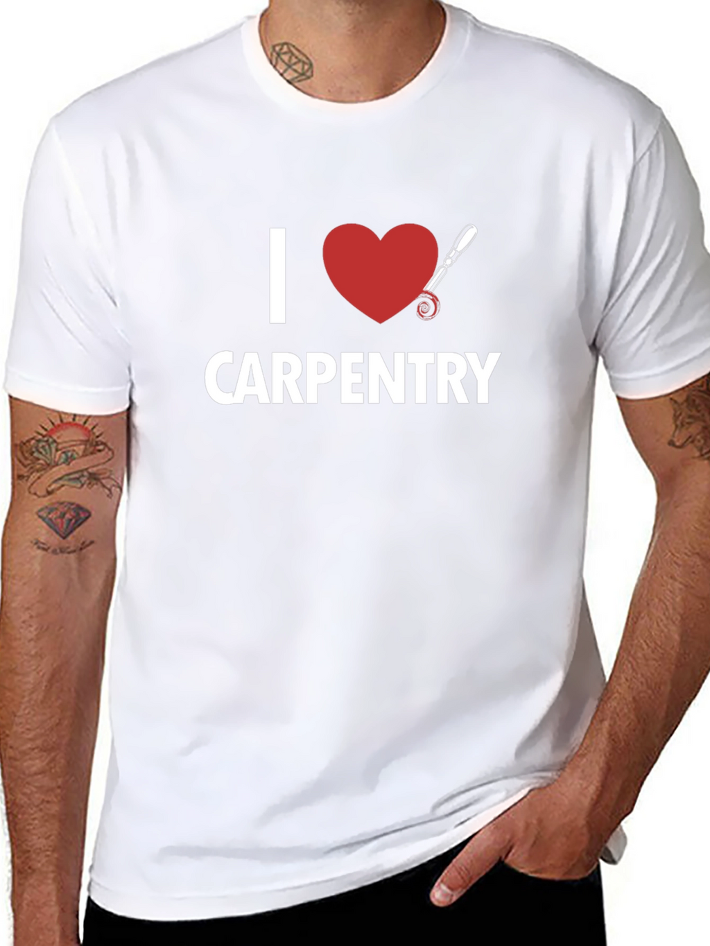 I Love Carpentry T-Shirt - Black Cotton Tee