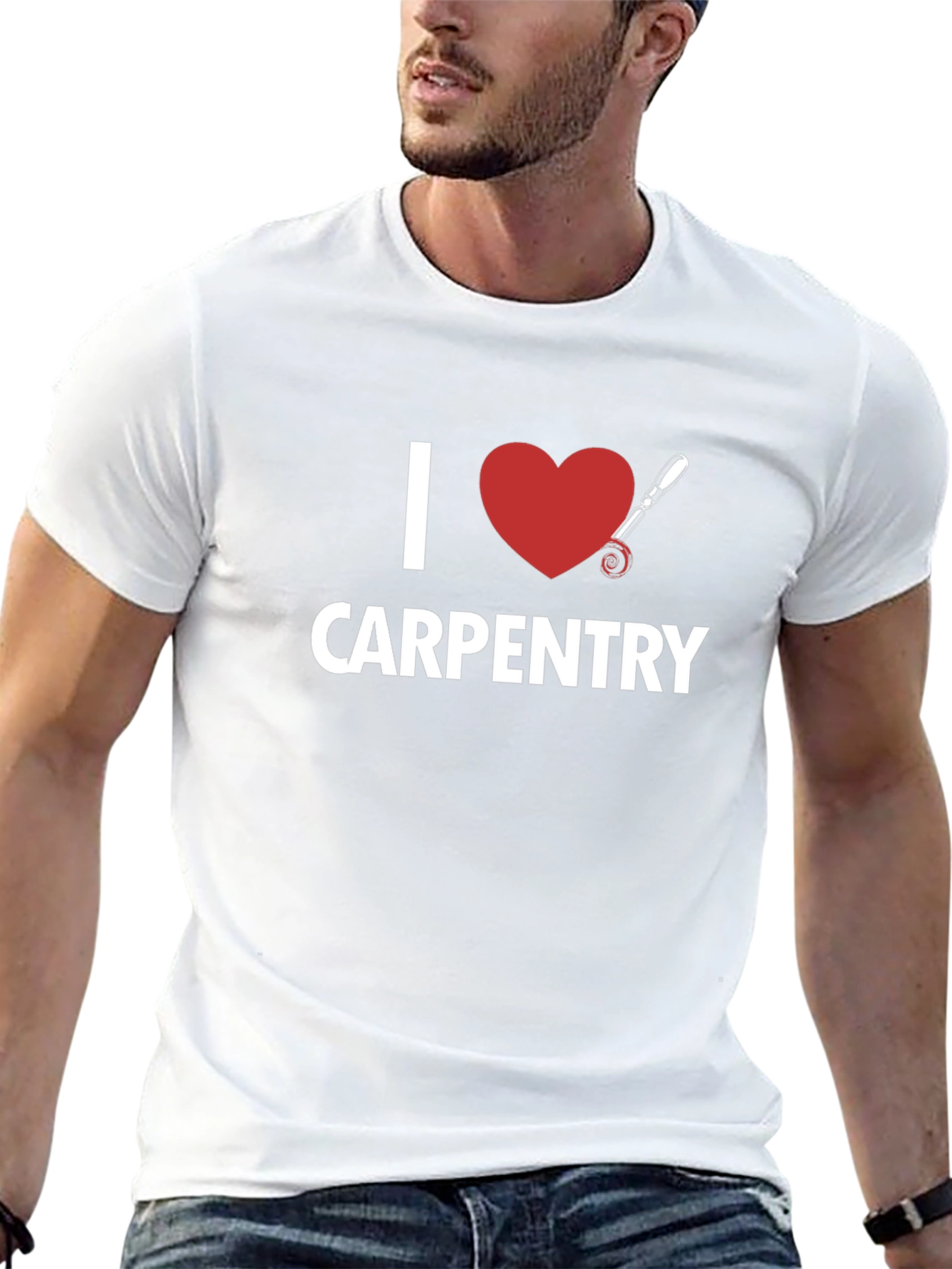 I Love Carpentry T-Shirt - Black Cotton Tee
