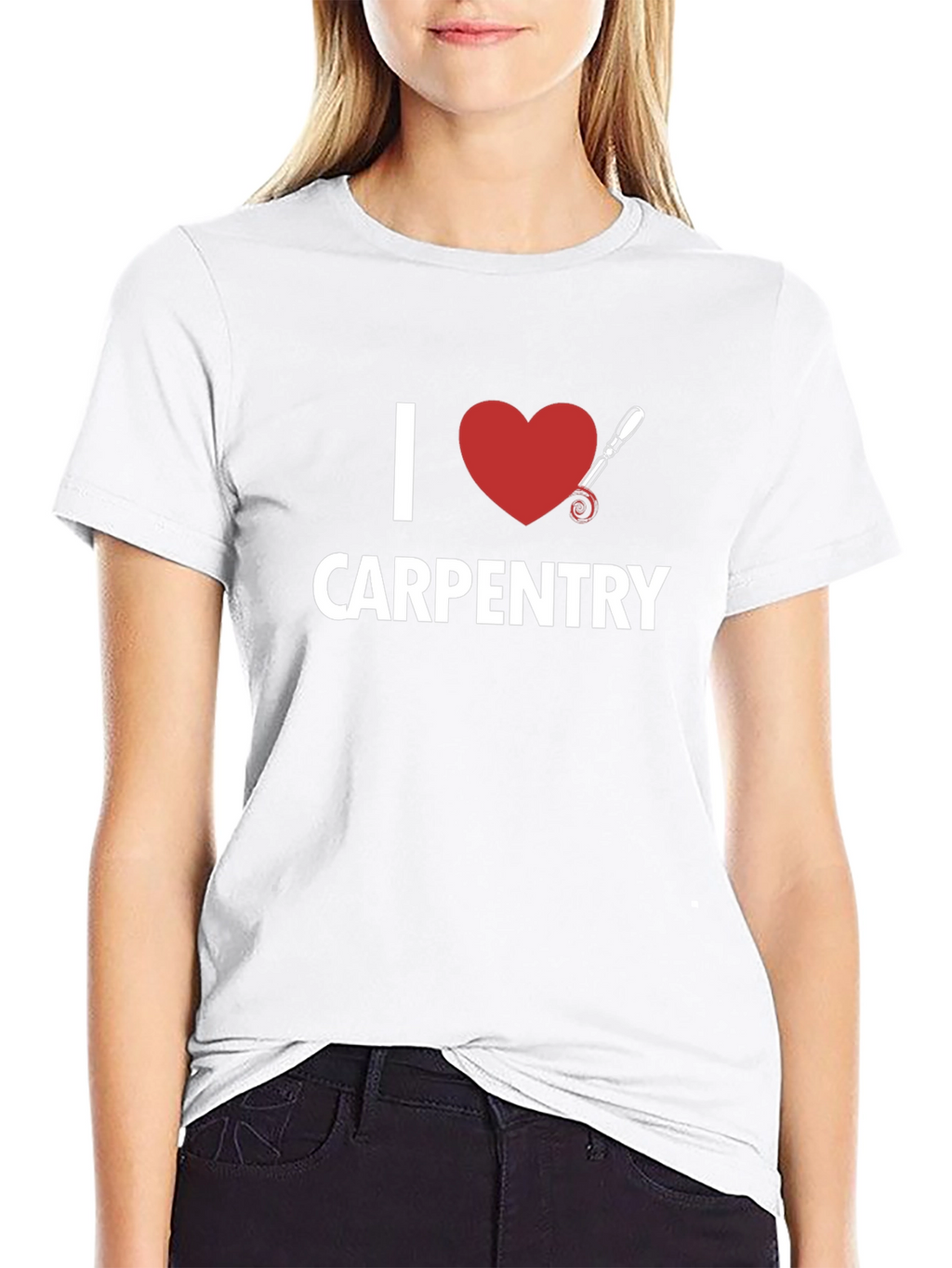 I Love Carpentry T-Shirt - Black Cotton Tee