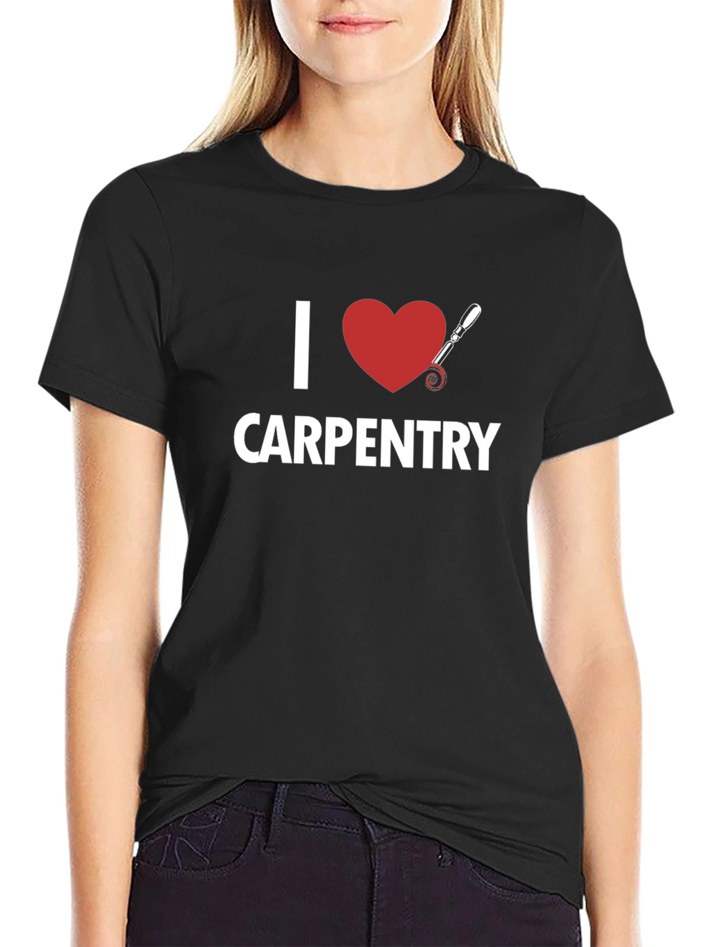 I Love Carpentry T-Shirt - Black Cotton Tee