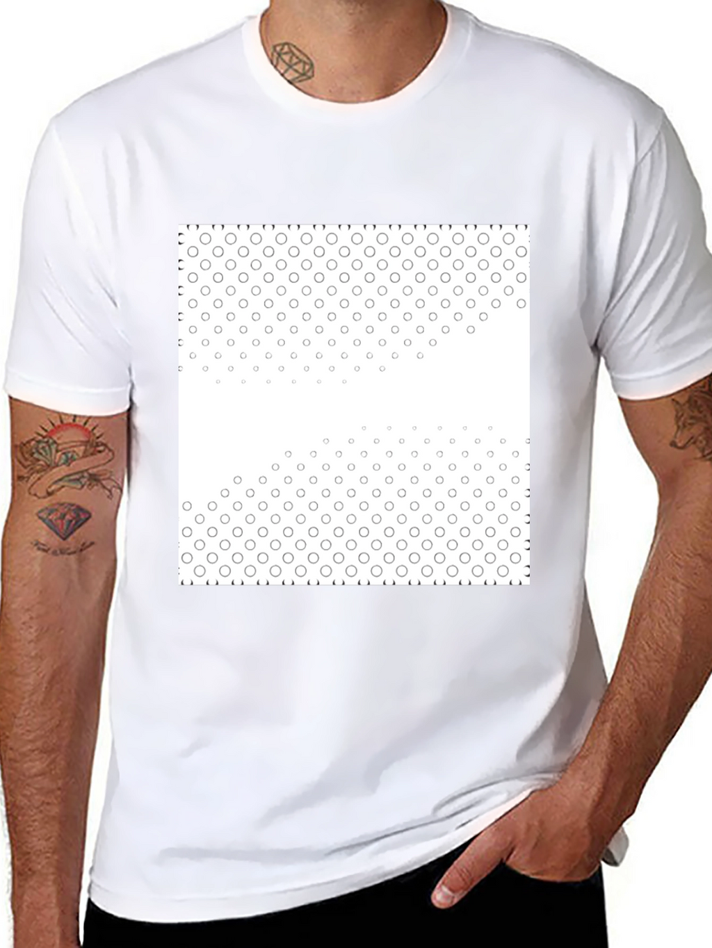 Black Tee with Geometric Circle Pattern
