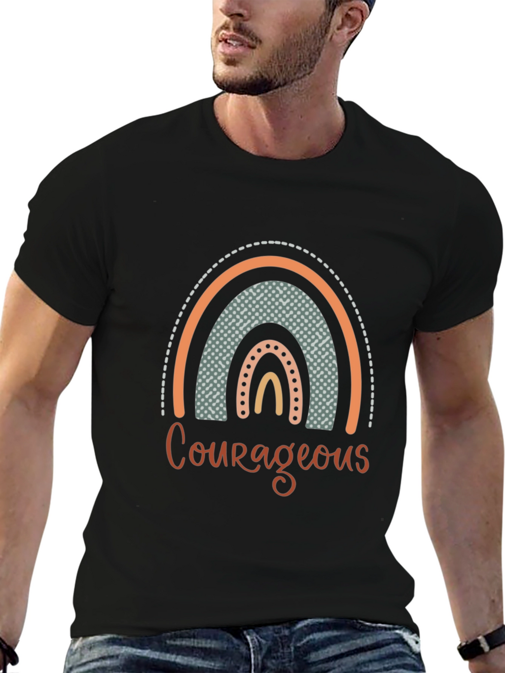 Courageous Rainbow Graphic T-Shirt - Black