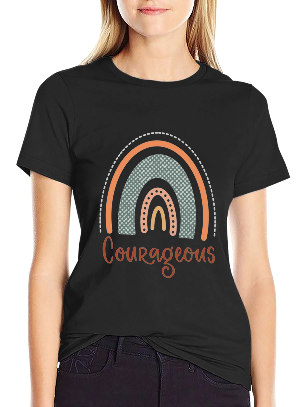 Courageous Rainbow Graphic T-Shirt - Black