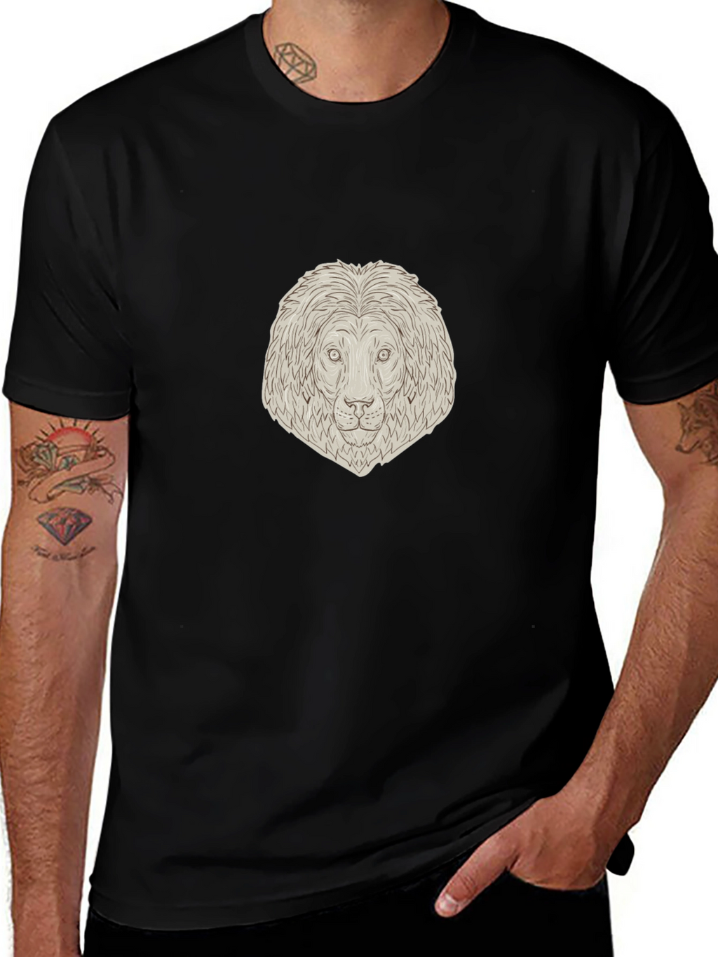 Lion Head Graphic Tee - Unisex Black T-Shirt