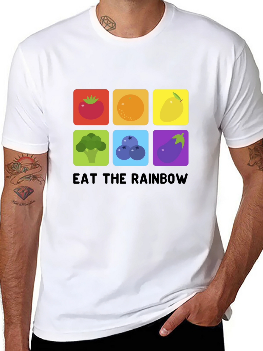 Eat the Rainbow Graphic Tee - Healthy Food Shirt
