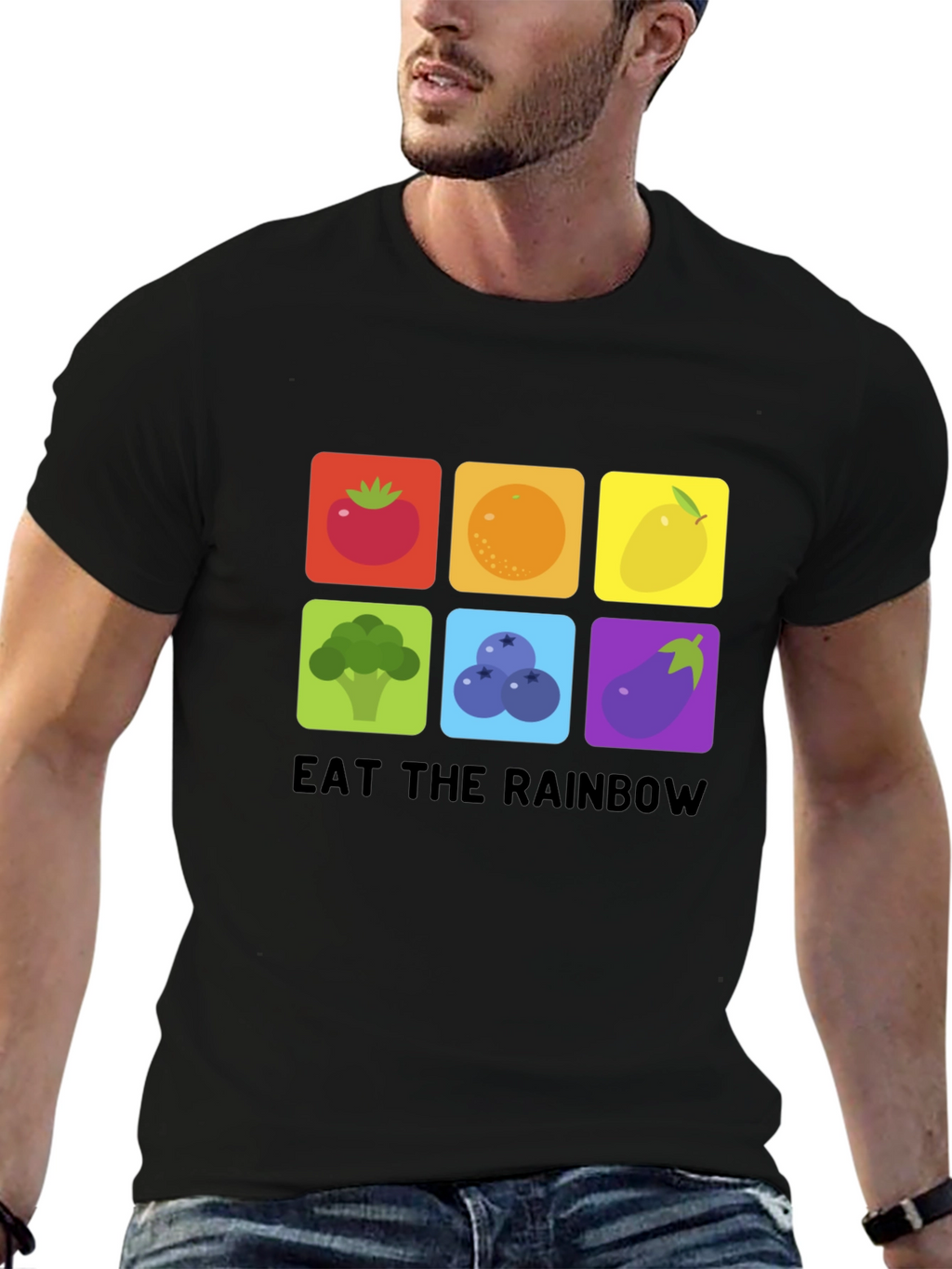 Eat the Rainbow Graphic Tee - Healthy Food Shirt
