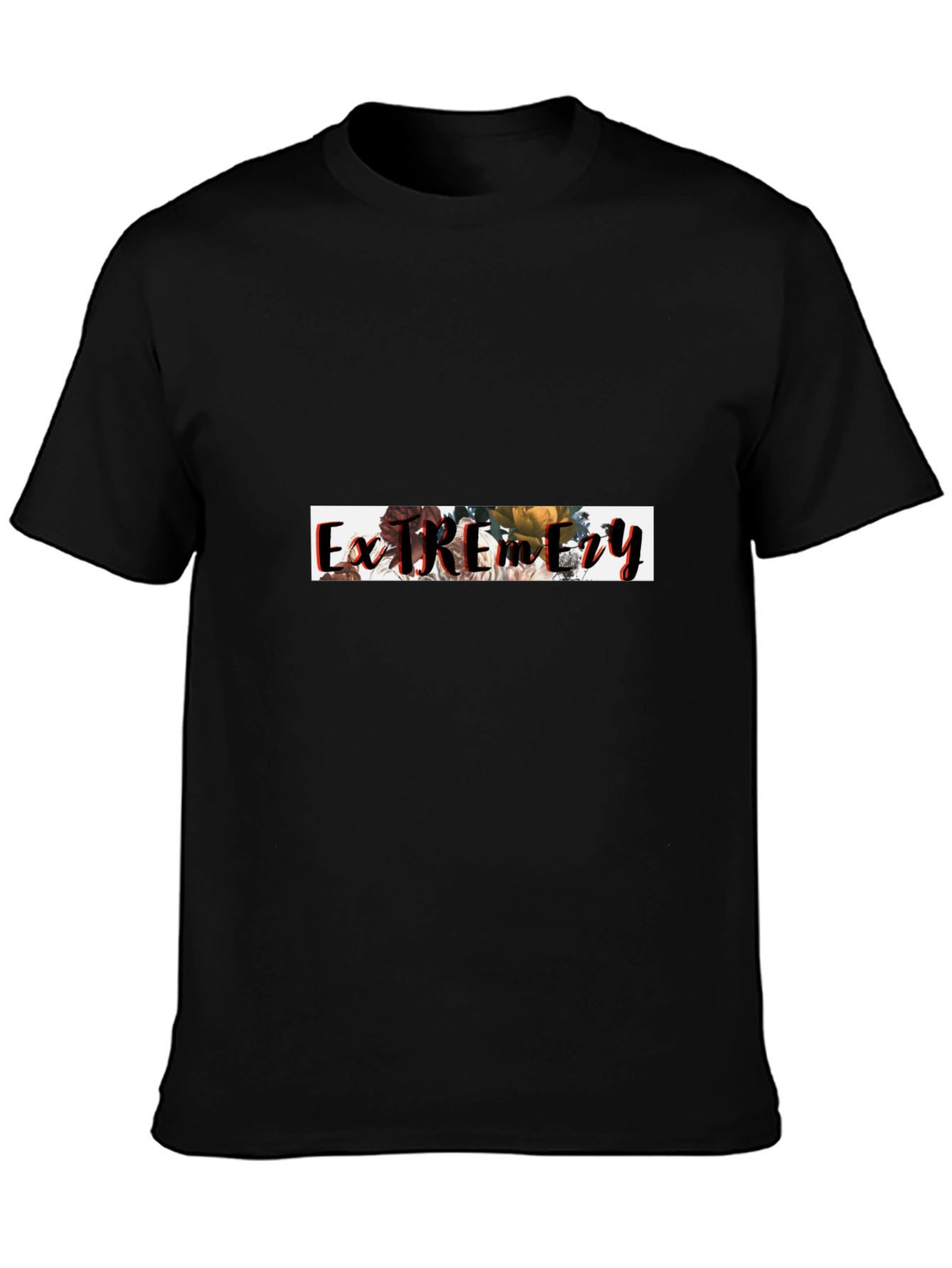 Floral Extremity Graphic Black T-Shirt