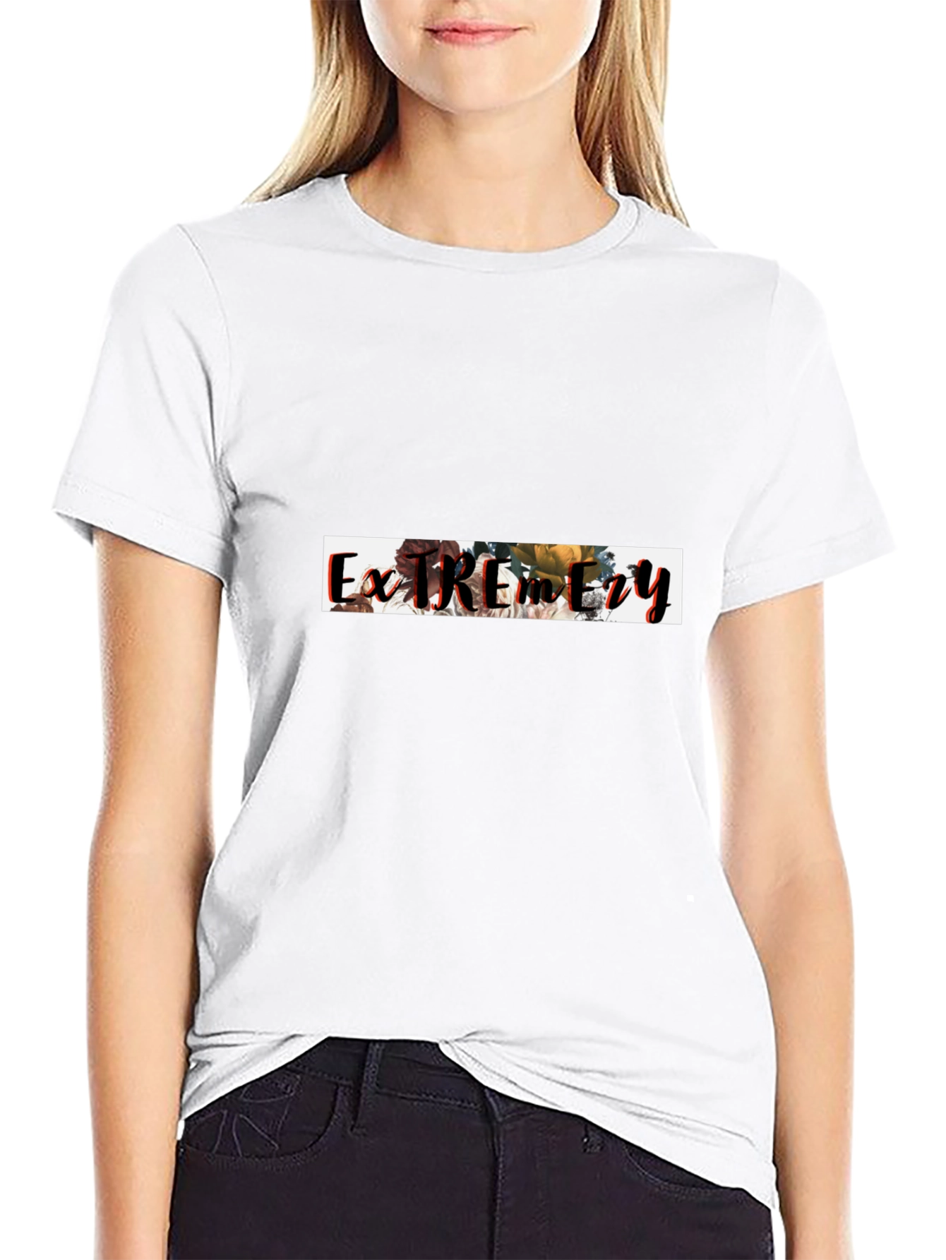 Floral Extremity Graphic Black T-Shirt
