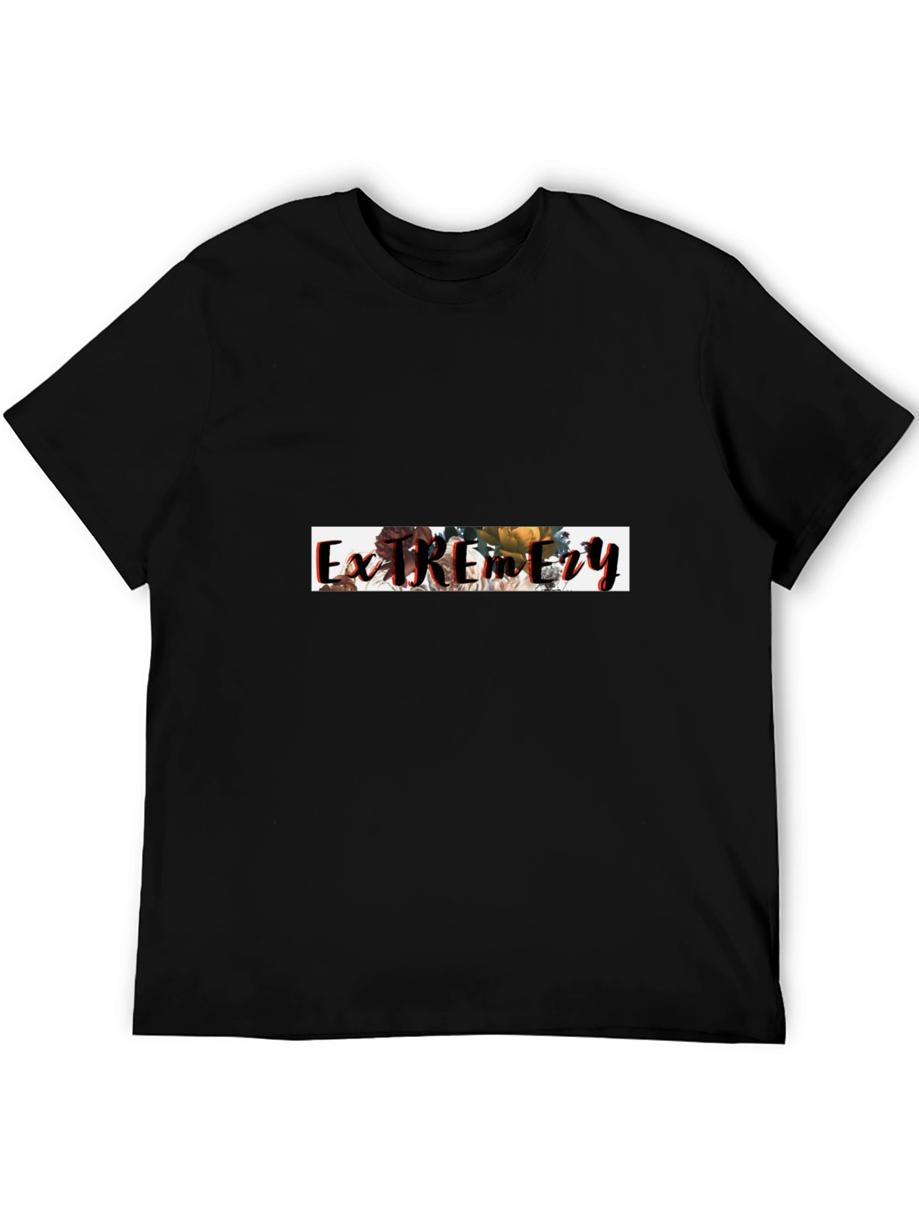 Floral Extremity Graphic Black T-Shirt