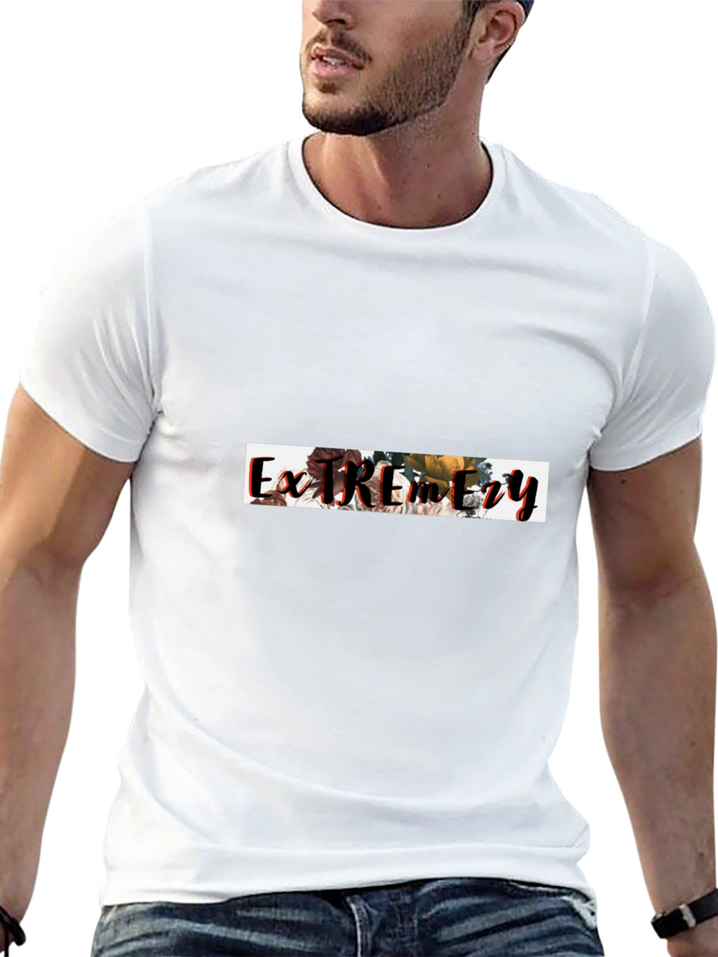 Floral Extremity Graphic Black T-Shirt