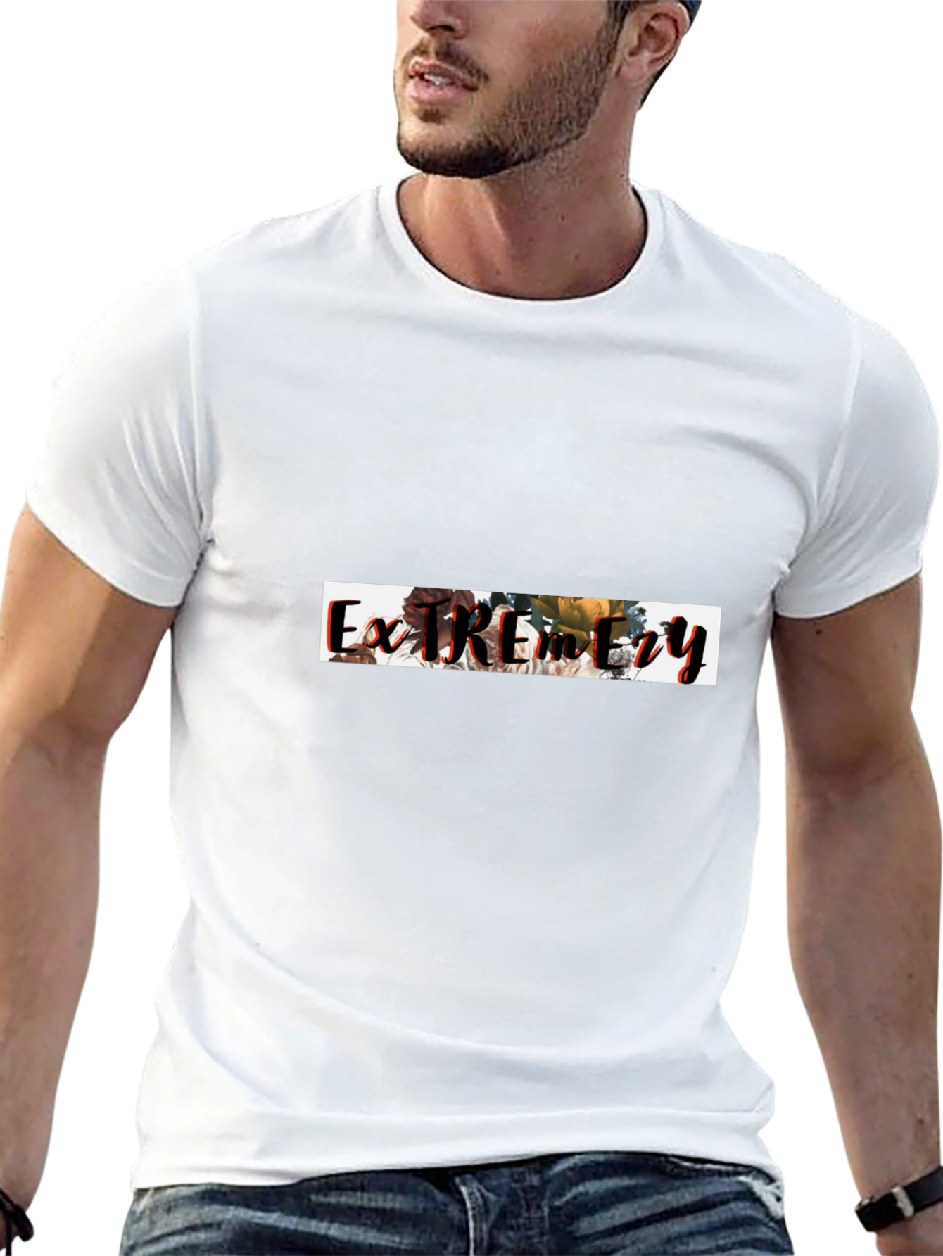 Floral Extremity Graphic Black T-Shirt