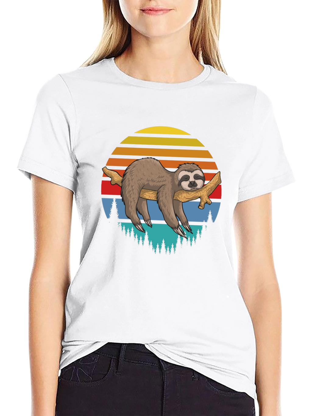 Lazy Sloth on Branch Graphic T-Shirt