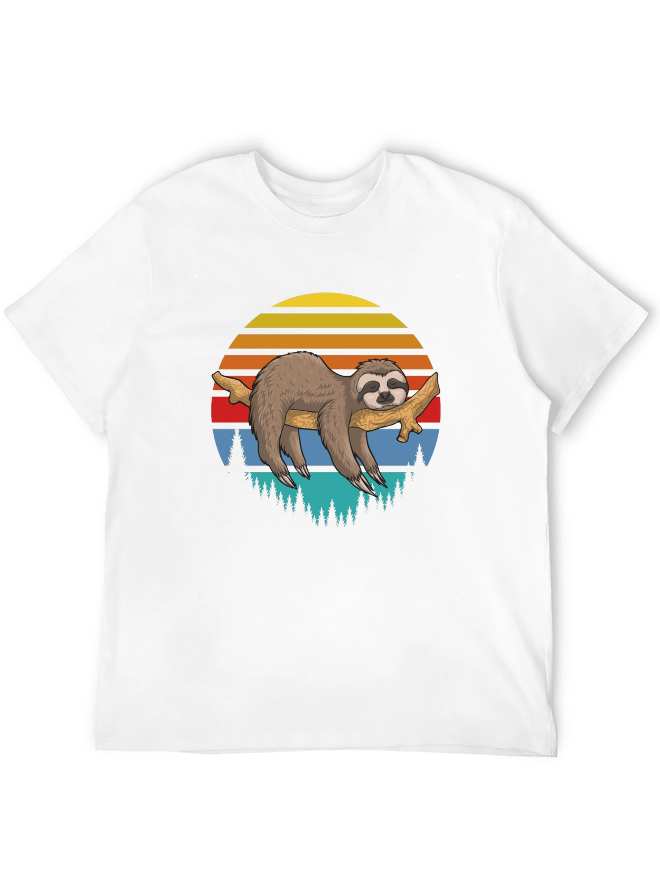 Lazy Sloth on Branch Graphic T-Shirt