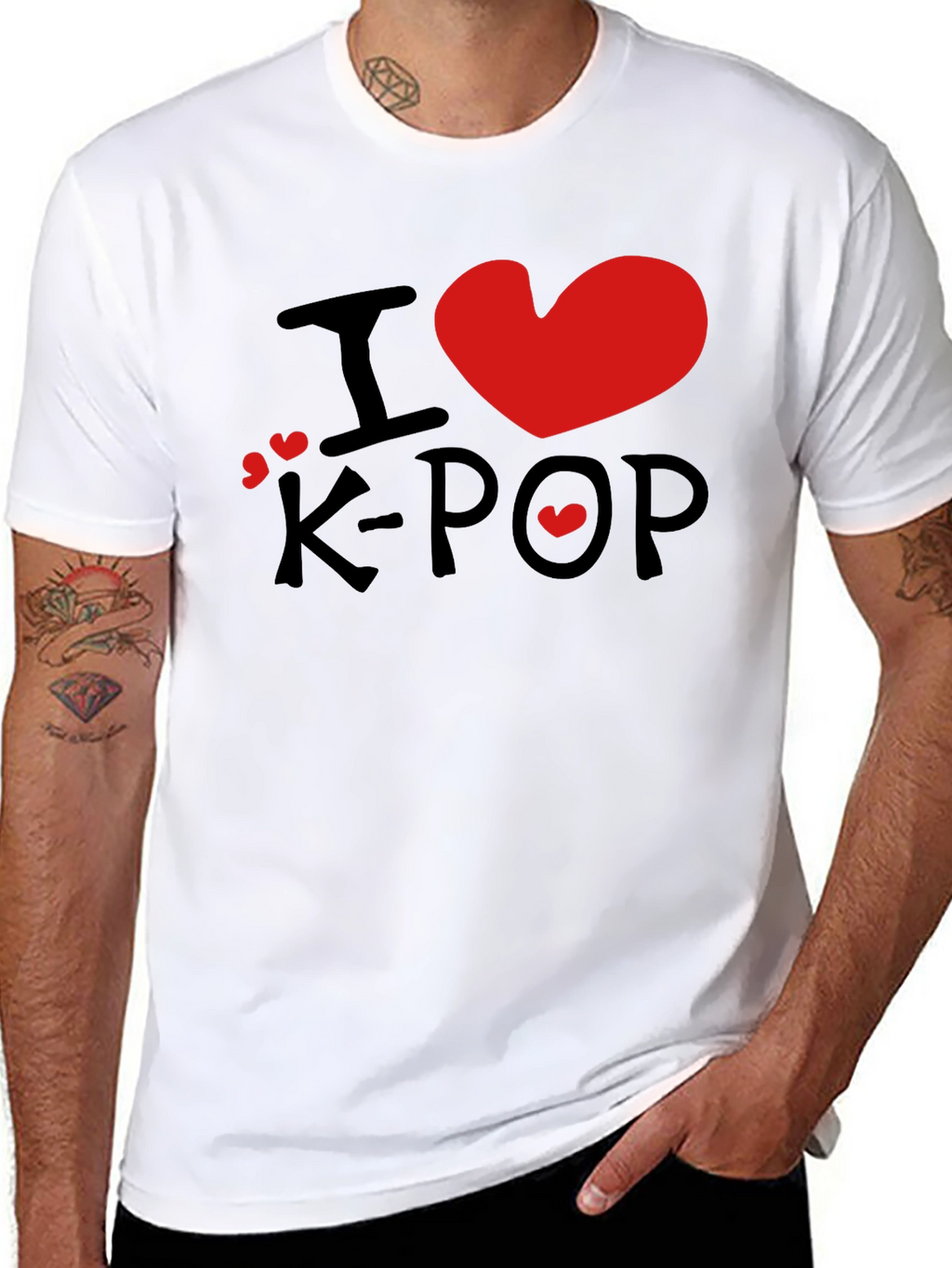 I Love K-Pop Graphic Tee - Stylish Black T-Shirt