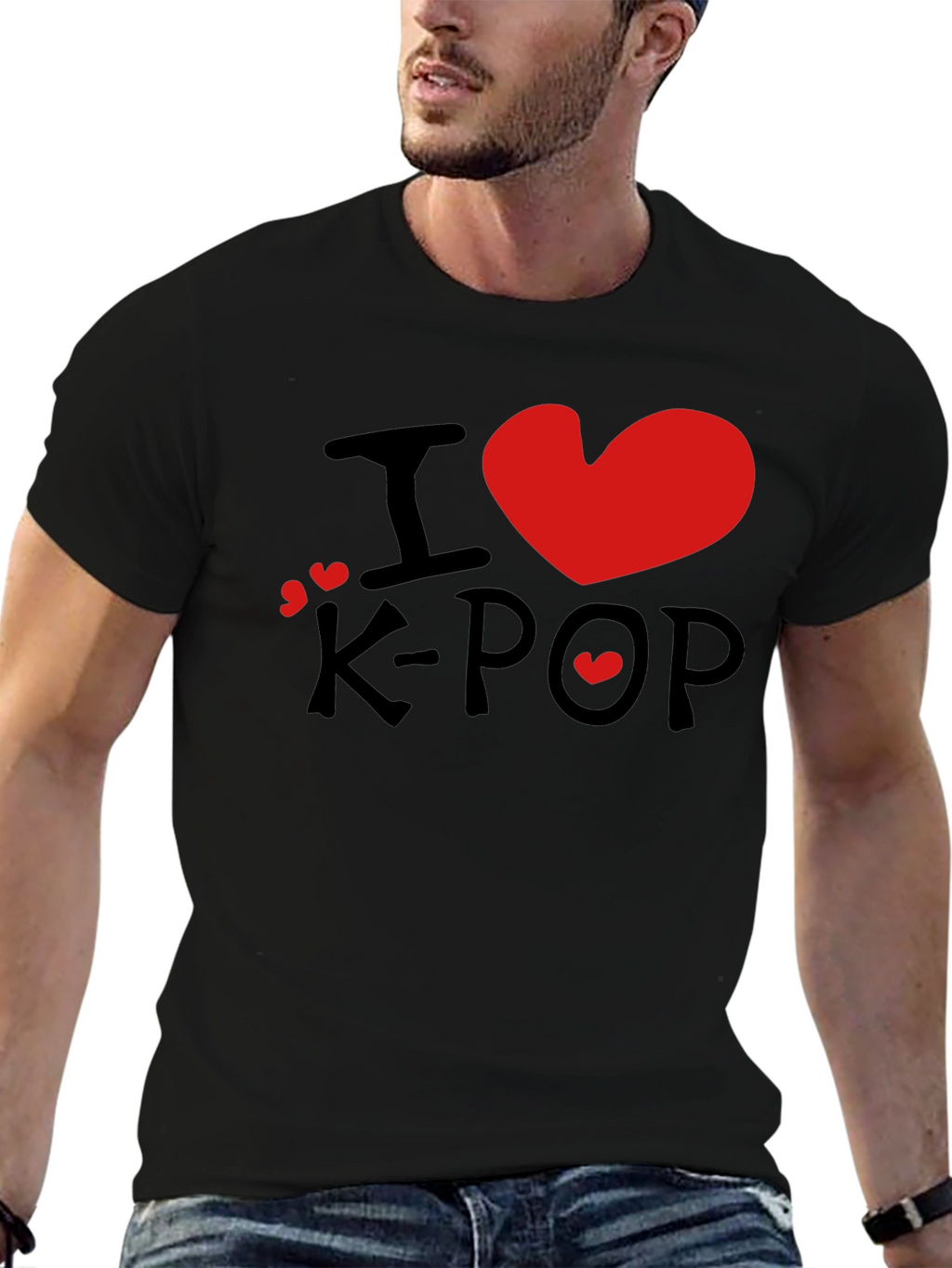 I Love K-Pop Graphic Tee - Stylish Black T-Shirt