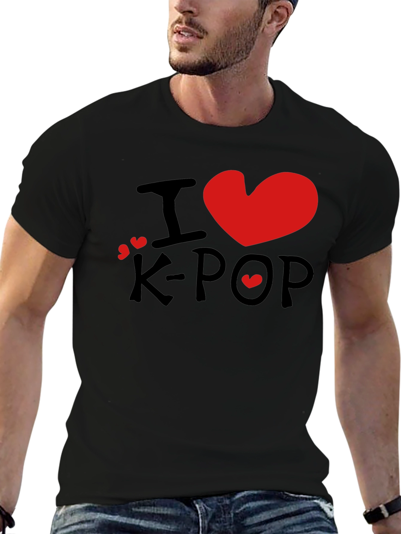 I Love K-Pop Graphic Tee - Stylish Black T-Shirt