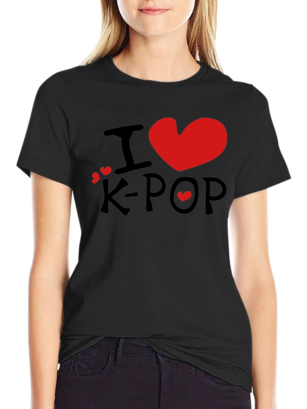 I Love K-Pop Graphic Tee - Stylish Black T-Shirt