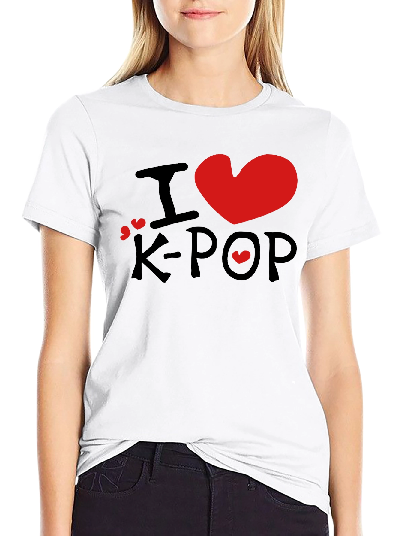 I Love K-Pop Graphic Tee - Stylish Black T-Shirt