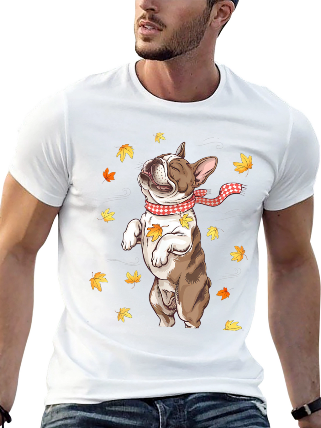Fall French Bulldog Graphic Tee