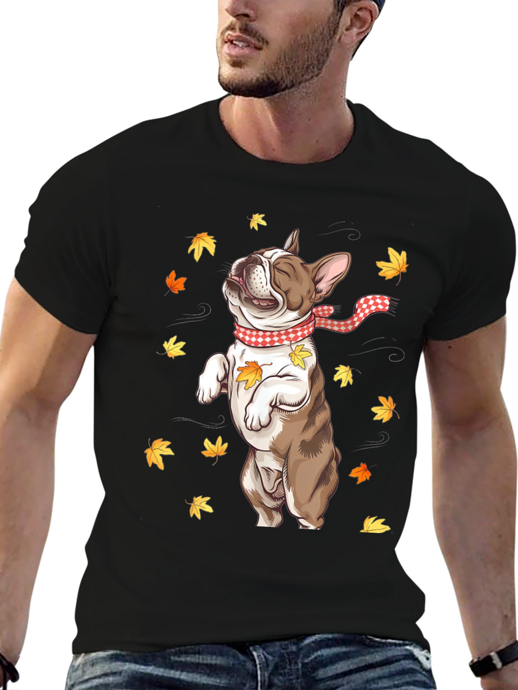 Fall French Bulldog Graphic Tee