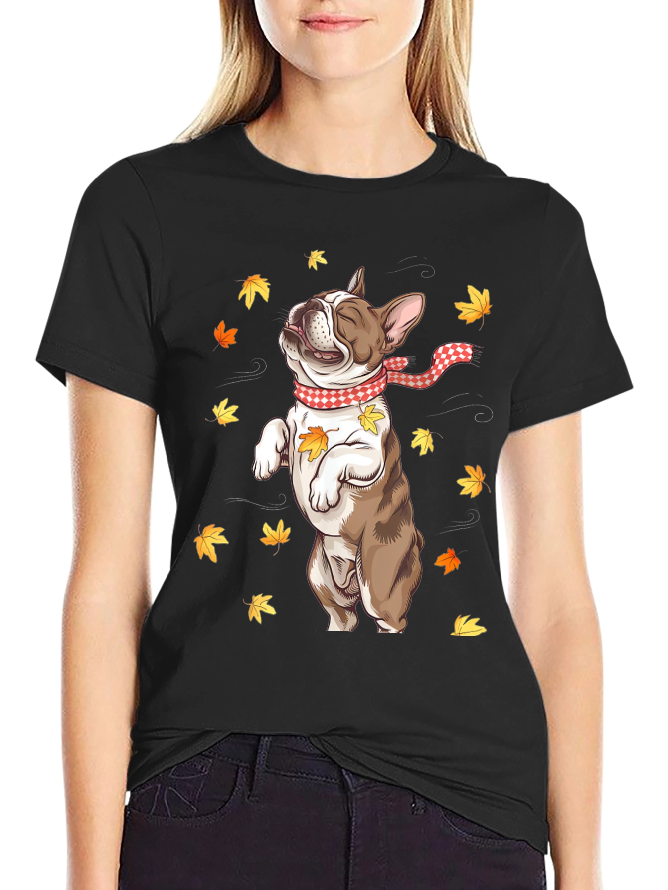 Fall French Bulldog Graphic Tee